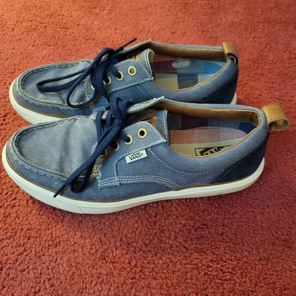Vans Men’s Size 8 Blue Canvas Boat Shoe Sneakers V2906CV EU 41 Excellent